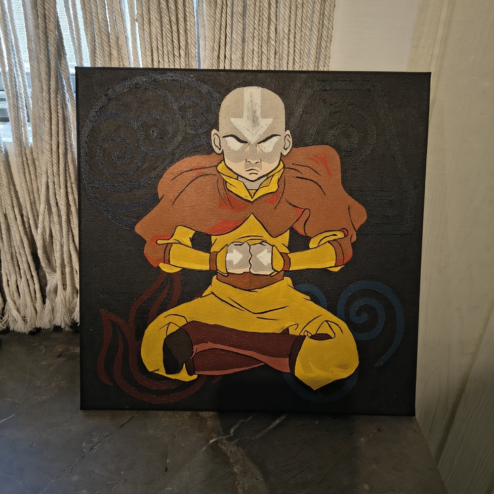 UV Glow Hand-Painted Aang The Last Airbender Canvas
